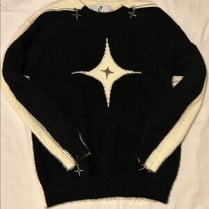Black and White Mohair Star Sweater